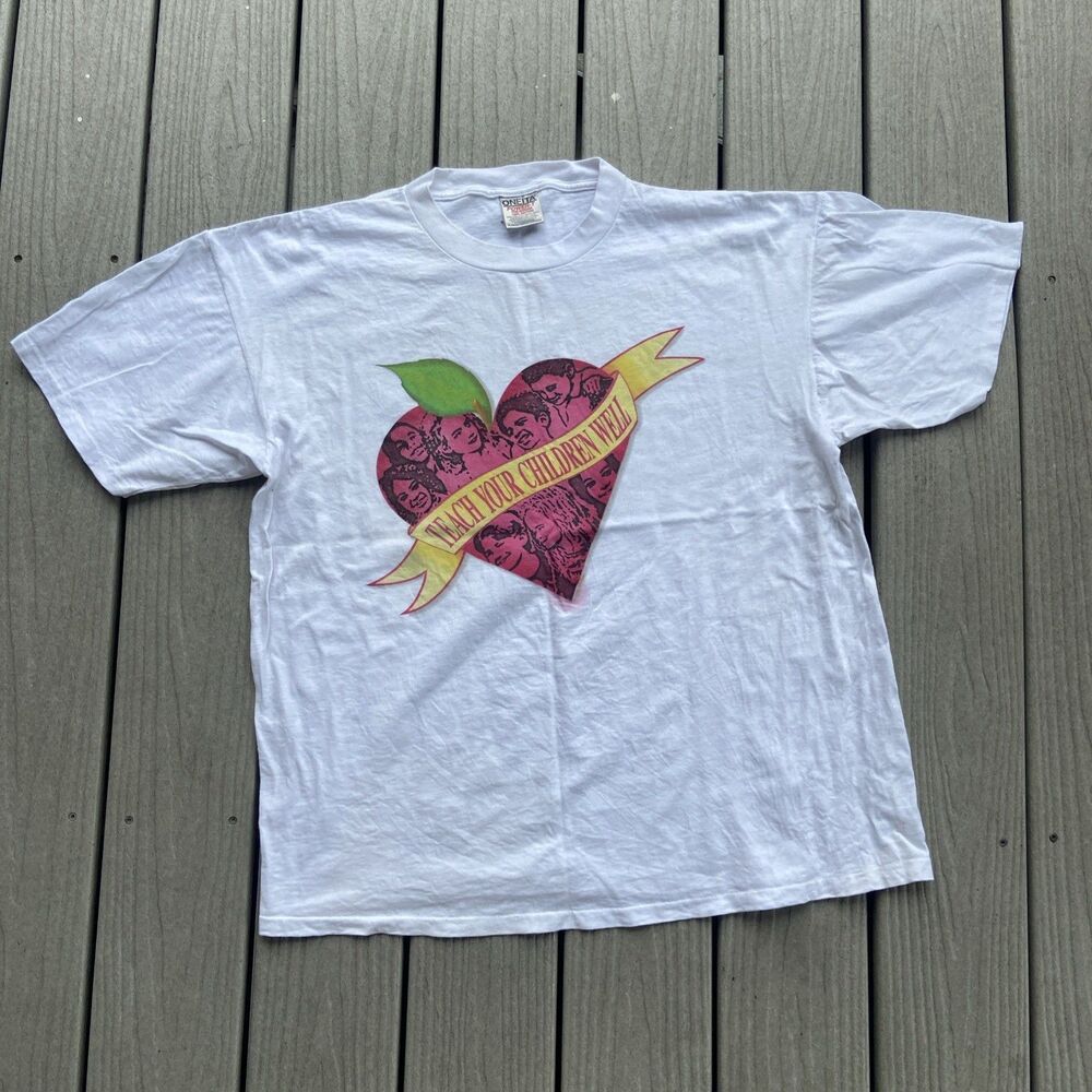 Vintage 90s Oneita Power-T Teach Your Children Well Teacher Graphic T Shirt XL